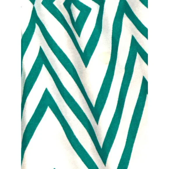 My Michelle Size XL White Teal Chevron Tie Neck Lined Laceback Boho Resort Dress - Picture 10 of 12